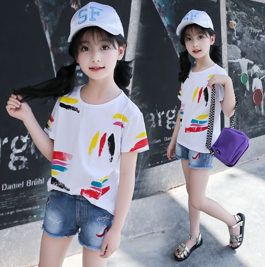 2018夏服新品韓国子供服　女の子　半袖Tシャツ　120～160サイズ 
