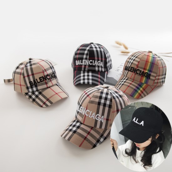 韓国ファッション　8色　チェック柄　子供帽子