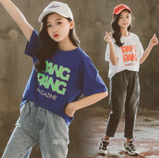 2020夏服新作韓国子供服　女の子　英字ロゴ　半袖Ｔシャツ 