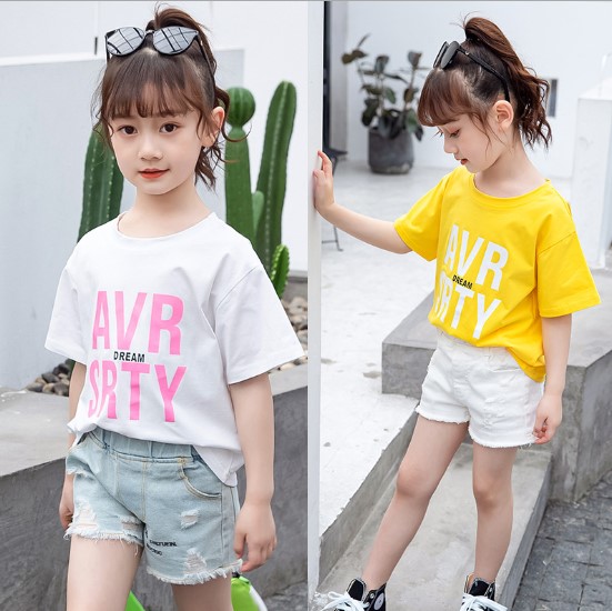 2020夏服新作韓国子供服　女の子　英字ロゴ　半袖Ｔシャツ