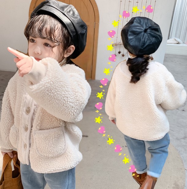 2020冬服新作韓国子供服　女の子  Lambswool  コート