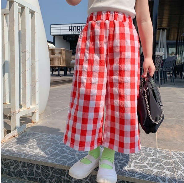 2021夏服新作韓国子供服　女の子　チェック柄　3色パンツ