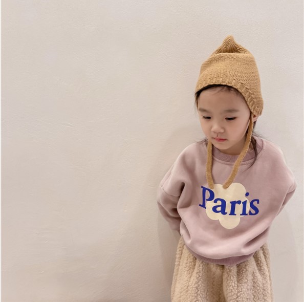 2021冬服新作韓国子供服　女の子　Paris　トップス