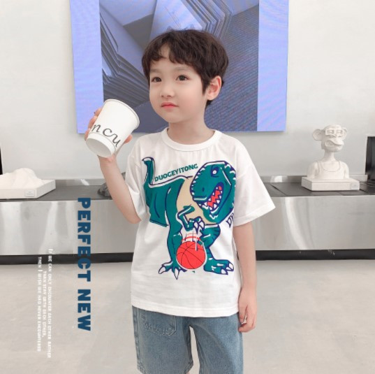 2023夏服新作韓国子供服　男の子　恐竜　半袖Ｔシャツ