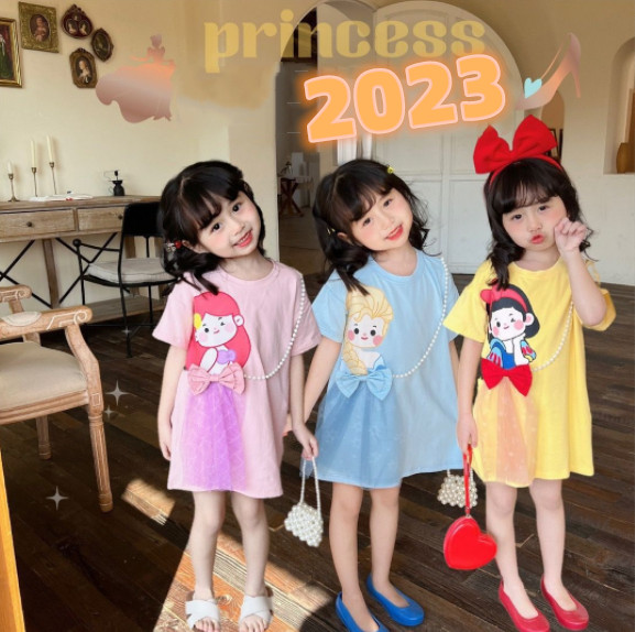 2023夏服新作韓国子供服　女の子　3色ワンピース