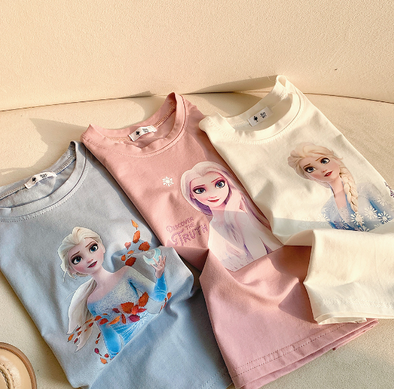 2023夏服新作韓国子供服　アナと雪の女王　半袖tシャツ