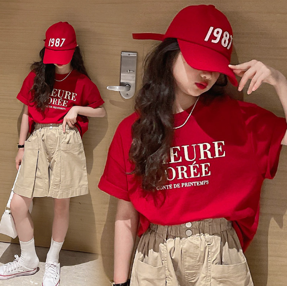 2023夏服新作韓国子供服　女の子　英字ロゴ　半袖ｔシャツ