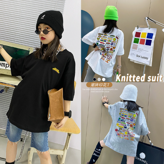 2023夏服新作韓国子供服　女の子  3色半袖Tシャツ