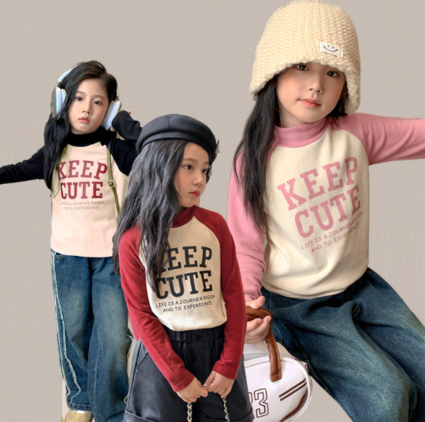 2024秋服新作韓国子供服　女の子　KEEPCUTE柄　長袖ｔシャツ