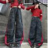 2024冬服新作韓国子供服　ボーダー　デニムパンツ