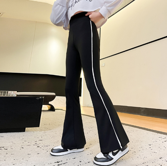 2025春服新作韓国子供服　ボーダー　フレアパンツ