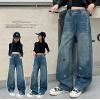 2025春服新作韓国子供服　女の子　リボン柄　デニムパンツ