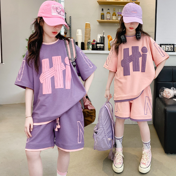 2025夏服新作ベビー服　女の子　上下セット