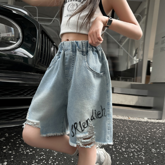 2025夏服新作韓国子供服　英字ロゴ　ショートパンツ