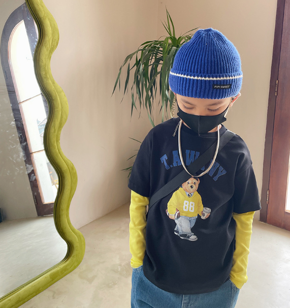 2025春服新作韓国子供服　くまちゃん柄　長袖ｔシャツ