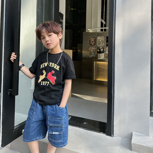 2025夏服新作韓国子供服　5分丈　デニムパンツ