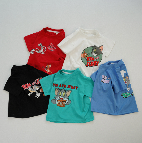 2025夏服新作韓国子供服　TOMJERRY　半袖ｔシャツ