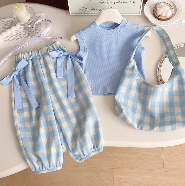 2025夏服新作韓国子供服　上下セット＋バッグ　３点セット