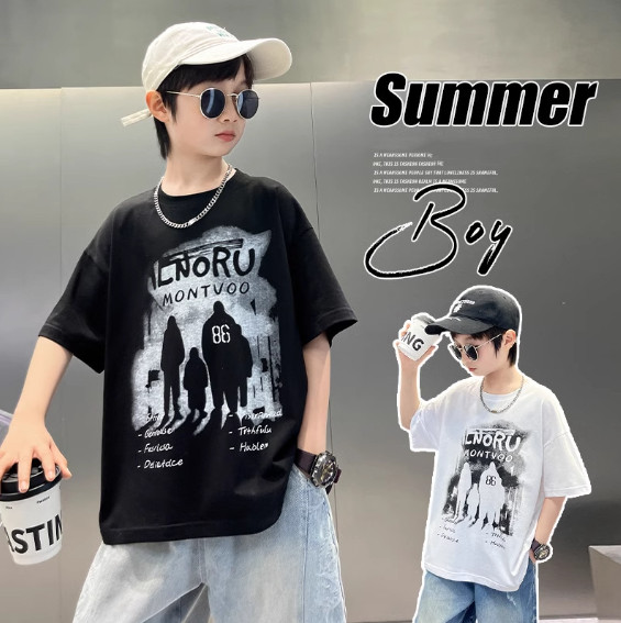 2025夏服新作韓国子供服　英字ロゴ　半袖ｔシャツ