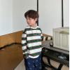 2025春服新作韓国子供服　男の子　ボーダー　長袖ｔシャツ