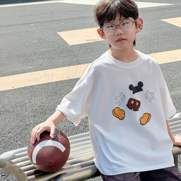2025夏服新作韓国子供服　ミキー柄　半袖ｔシャツ