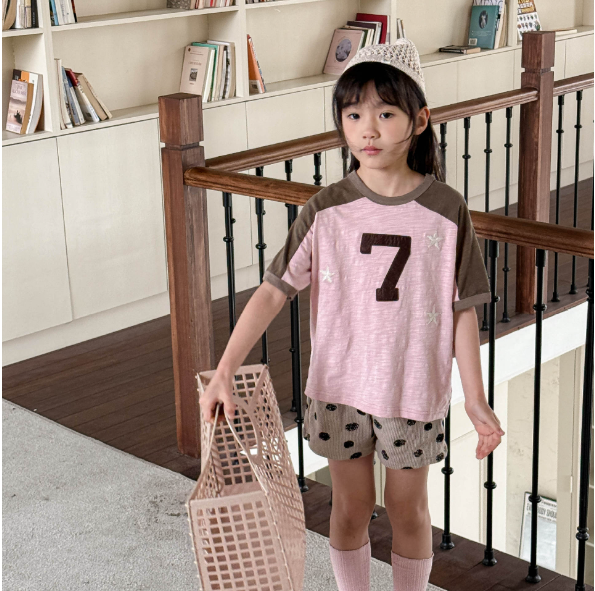 2025夏服新作韓国子供服　4色星柄　半袖ｔシャツ