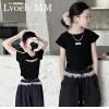 2025夏服新作韓国子供服　半袖ｔシャツ　レースパンツ