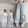 2025夏服新作韓国子供服　女の子　リボン柄　デニムパンツ