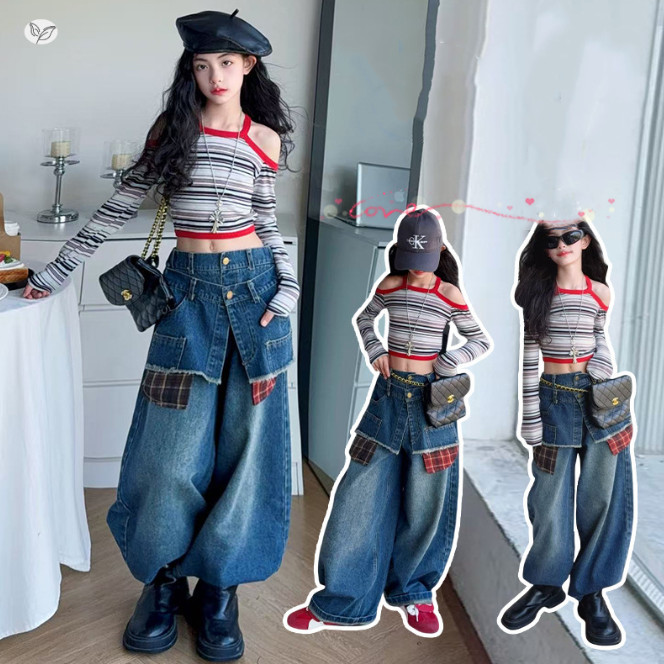 2025秋服新作韓国子供服　ボーダー　長袖ｔシャツ