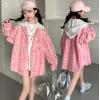 2025秋服新作韓国子供服　チェック柄　ブラウス