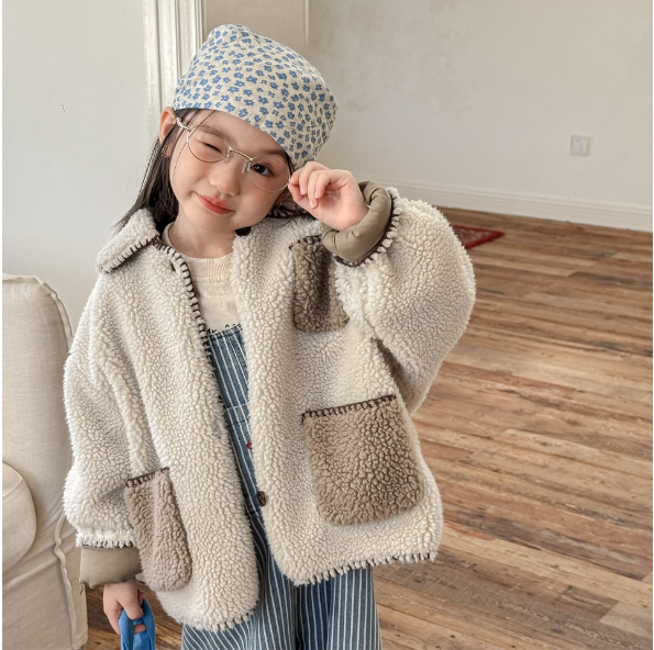 2025冬服新作韓国子供服　ラムウール　アウター