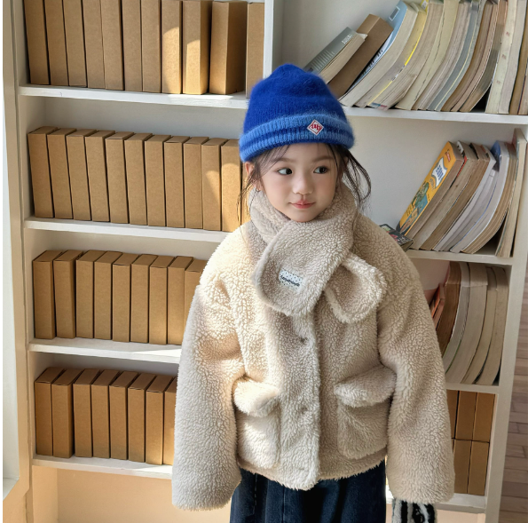 2025冬服新作韓国子供服　アウター　マフラー付き
