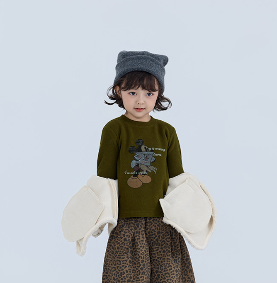 2025秋冬服新作韓国子供服　3色長袖ｔシャツ