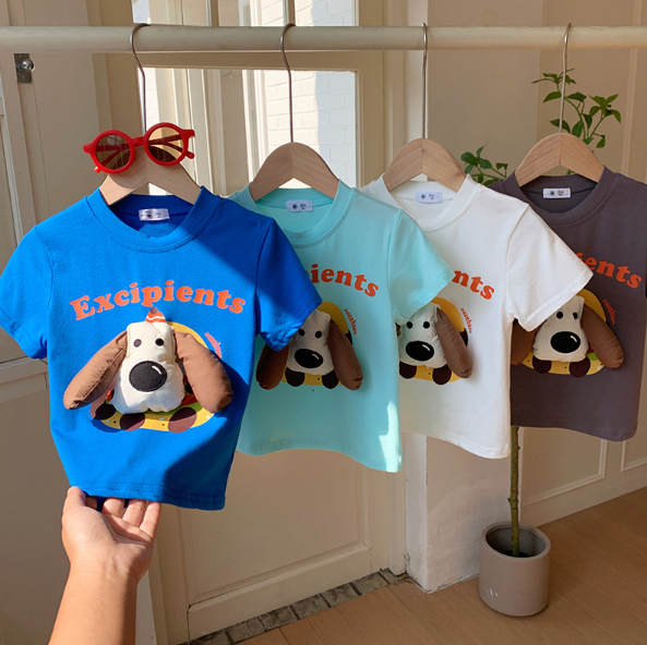 2026夏服新作韓国子供服　Dog柄　半袖Ｔシャツ