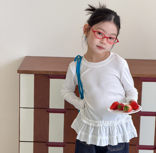 2026夏服新作韓国子供服　無地　長袖ｔシャツ