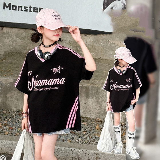 2026夏服新作韓国子供服　英字ロゴ　トップス