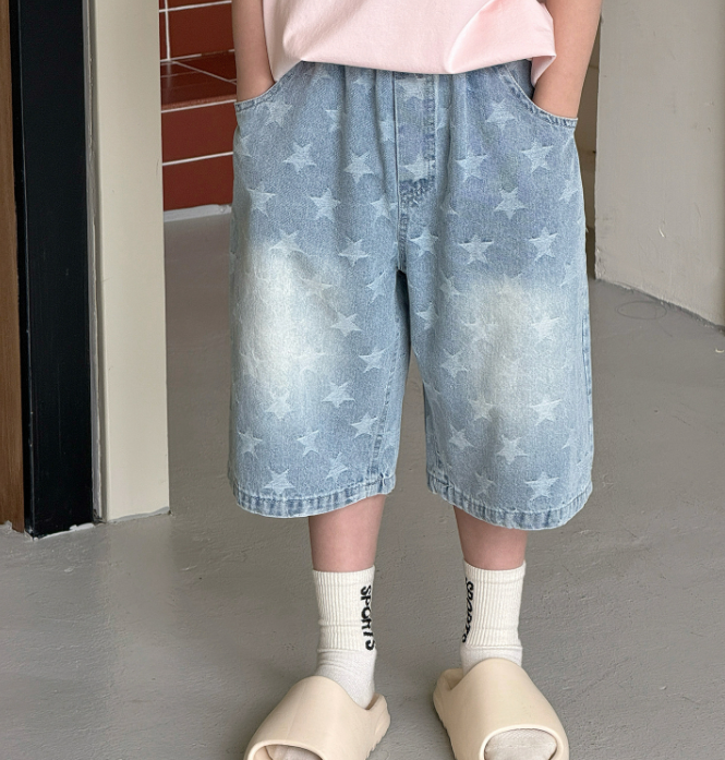 2026夏服新作韓国子供服　星柄　デニムパンツ