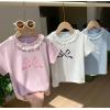 2026夏服新作韓国子供服　リボン柄　半袖ｔシャツ