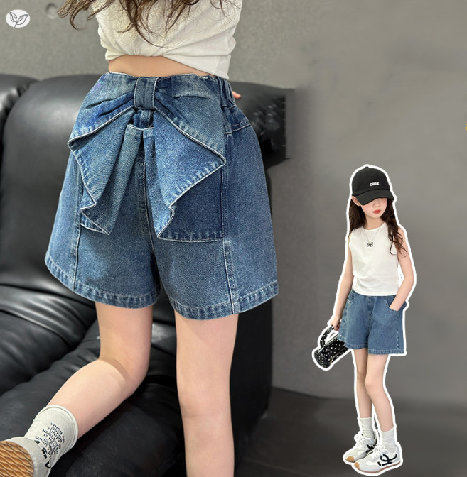 2026夏服新作韓国子供服　リボン　デニム　ショートパンツ