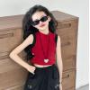 2026夏服新作韓国子供服　女の子  3色タンクトップ